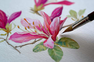 create botanical illustration of flower logo illustration