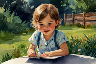 create whimsical watercolor children book illustration