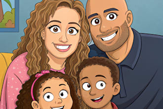 draw custom style portrait a family guyportrait