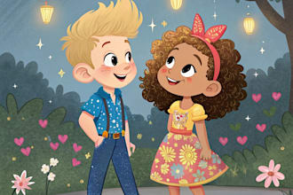 draw couple portrait into disney style friendship portrait