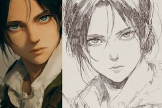 make you anime couple art portrait