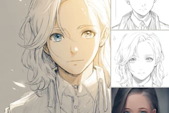 draw anime headshot portrait profile picture, icon, avatar