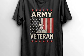 draw veteran american army t shirt design