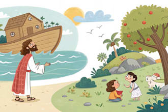 design faith based children book bible illustrations