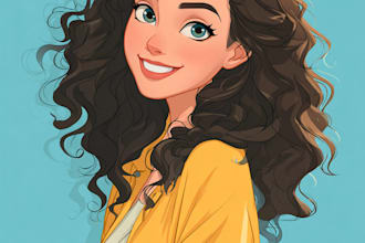 draw cartoon portrait in disney cartoon illustration