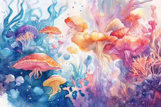 hand drawn artistic watercolor art