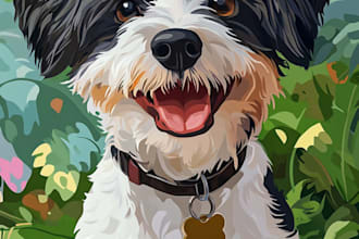 do disney pets portrait illustration in disney style