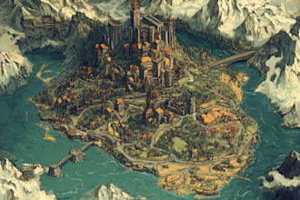 design a fantasy map illustration