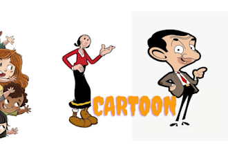 draw funny cartoon character, caricature, logo, portrait