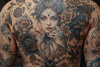 custom a geometric realism tattoo design for you