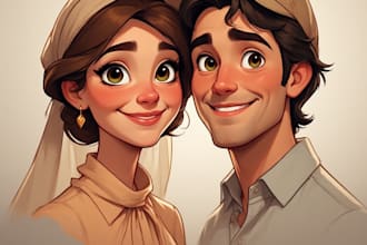 draw couple portrait illustration