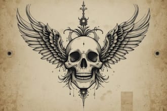 draw old school traditional tattoo design for you
