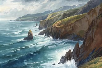 draw a watercolor landscape illustration