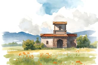draw original watercolor landscape or architecture art