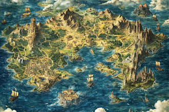 make fantasy map illustration for map