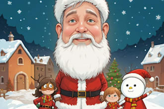 draw awesome cartoon caricature for gift, christmas card