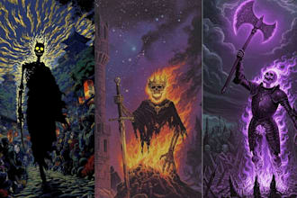 do horror and fantasy scene concept art illustrations