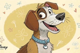 do professional cartoon caricature in disney pet portrait