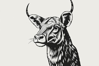 create animal linocut t shirt design for brands