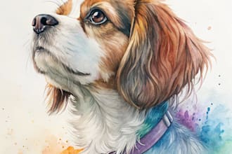 draw amazing watercolor portrait your pet