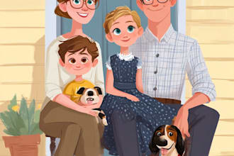draw cartoon portrait in disney cartoon illustration