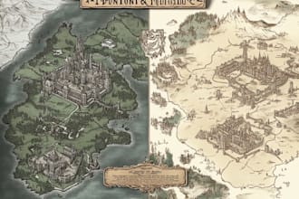 draw a professional fantasy map, world map, battle map, city map for you
