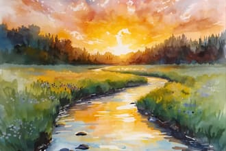 hand paint a watercolor or acrylic landscape