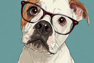 draw  pets portrait illustration in  style