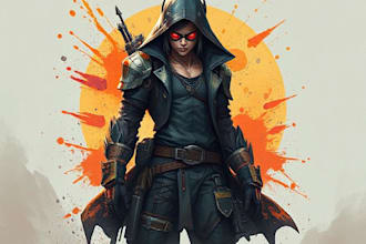 design cyberpunk and fantasy character splash art