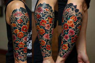 making a tattoo design in japanese style