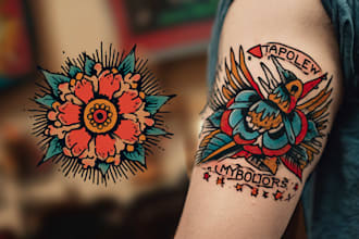 create old school tattoo in traditional tattoo style