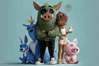 draw custom animal cartoon illustration