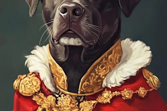 draw a custom pet portrait illustration