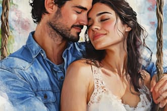 draw your photo into couple portrait in 24 hours