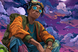 draw unique anime or cartoon album cover art