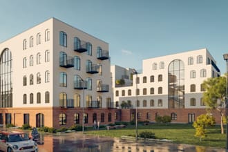 rebrick 3d realestate architecture,highrise landscape,sketchup,urban city render