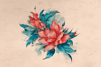 create a custom watercolor modern tattoo design
