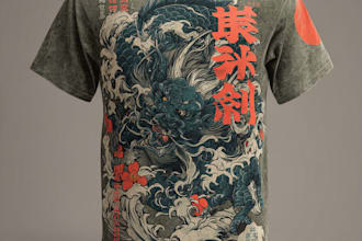 do japanese style or monoline illustration for tshirt merch