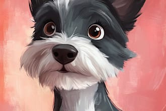 draw disney pets portrait illustration in disney style