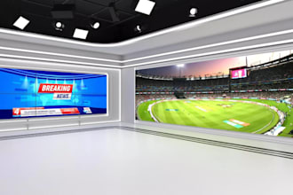 do 3d news station, music studio,yoga studio,tv station,recording room,photoshop