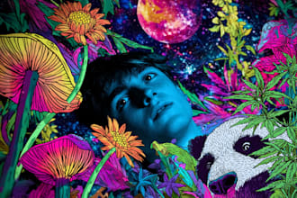 create amazing art of psychedelic, stoner, trippy, cover