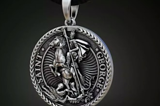 design 3d bas relief,image to 3d coin model,pendant,interlocking path,cnc design