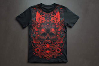 draw a custom dark surrealism for apparel
