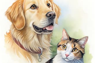 paint dog, cat or any pet portrait using watercolor