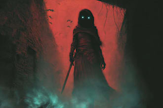 draw detailed dark, horror, metal art illustration