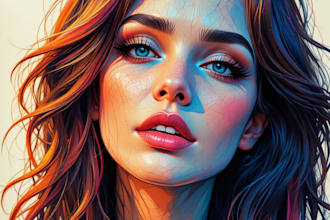 illustrate a colorful digital portrait