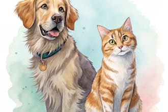 paint dog, cats, whatever pet portrait with watercolor