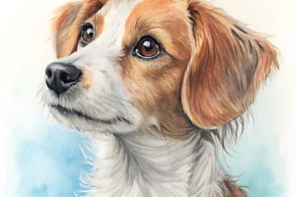 draw watercolor pet portrait