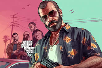 raw game style and gta character illustration for you