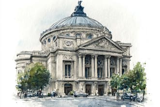 draw aquarelle painting of your favorite building